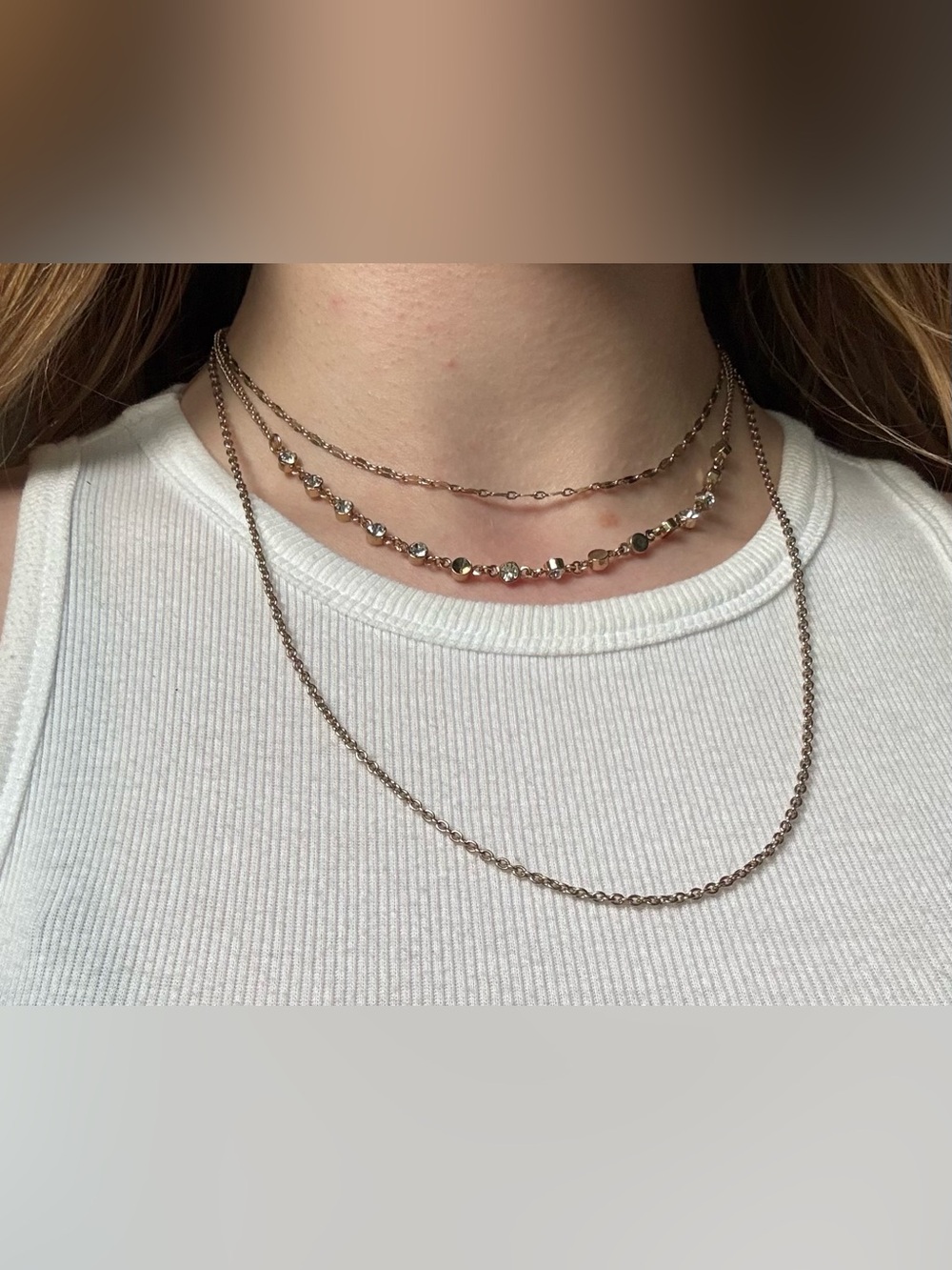 Dynamite Gold Layered Crystal & Link Necklace Set